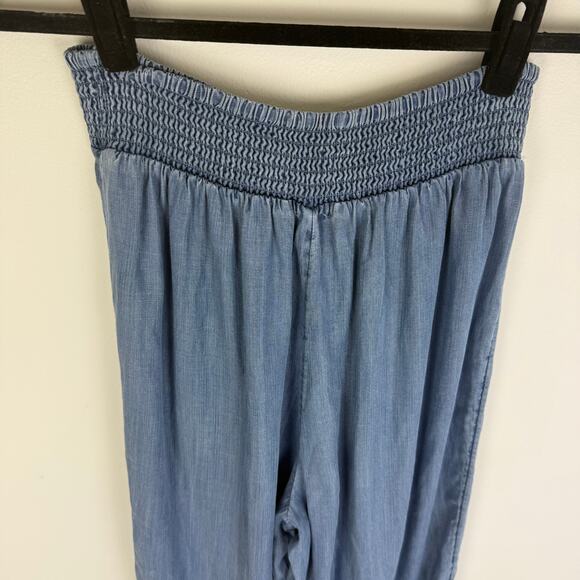 Angels Forever Young Womens Smocked High Rise Light Blue Straight Pants Medium - Picture 5 of 9